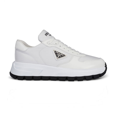 prada triangle badge white sneaker